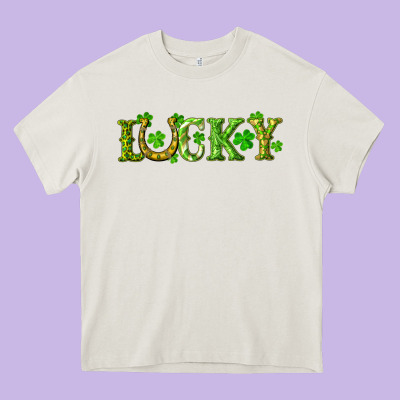 St. Patrick's Day Lucky With Clovers And Horseshoe Heavy Core Tee Designed By Ranaportraitstore