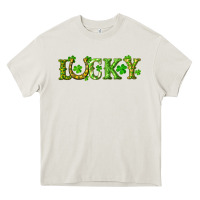 Cream st. patrick's day lucky with clovers and horseshoe Heavy Core Tee - RanaPortraitStore