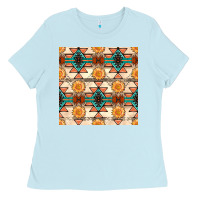 Baby Blue native american aztec seamless pattern 1 Ladies Tee - BundleAndBundleShop