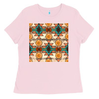 Bubblegum Pink native american aztec seamless pattern 1 Ladies Tee - BundleAndBundleShop