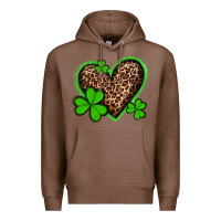 Chestnut st patricks day leopard heart with shamrocks Premium Hoodie - Artiststas