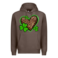 Coffee st patricks day leopard heart with shamrocks Premium Hoodie - Artiststas