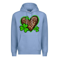 Colony Blue st patricks day leopard heart with shamrocks Premium Hoodie - Artiststas