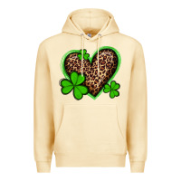 Pina Colada st patricks day leopard heart with shamrocks Premium Hoodie - Artiststas