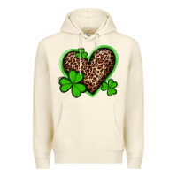 Sandshell st patricks day leopard heart with shamrocks Premium Hoodie - Artiststas