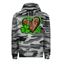 Slate Camo st patricks day leopard heart with shamrocks Premium Hoodie - Artiststas
