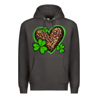 Smoke st patricks day leopard heart with shamrocks Premium Hoodie - Artiststas