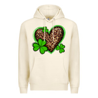 Tofu st patricks day leopard heart with shamrocks Premium Hoodie - Artiststas