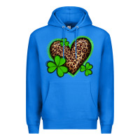 True Royal st patricks day leopard heart with shamrocks Premium Hoodie - Artiststas