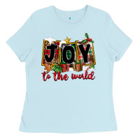 Baby Blue Joy To The World Ladies Tee - FaDigitalArtStudio