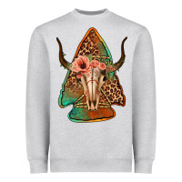 Heather Grey bullskull arrowhead Heavyweight Sweatshirt - Jasminsmagicworld