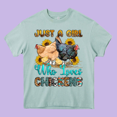 Just A Girl Who Loves Chickens Heavy Core Tee Designed By Oliviacreatesart