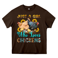 Chocolate Brown just a girl who loves chickens Heavy Core Tee - OliviaCreatesArt