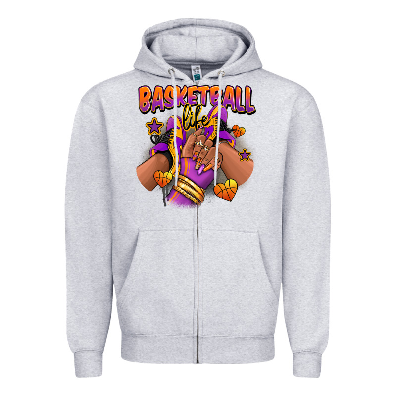 Basketball Life Afro Girl Sneakers Zipper Hoodie by RanaPortraitStore | Teevron