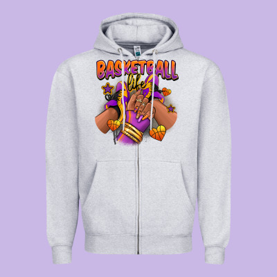 Basketball Life Afro Girl Sneakers Zipper Hoodie Designed By Ranaportraitstore