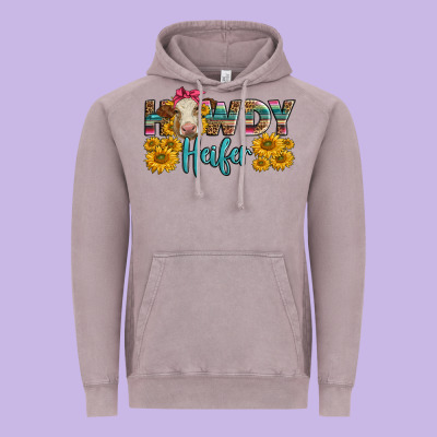 Western Howdy Heifer With Charolais Cow Vintage Hoodie Designed By Lillyallendesigns