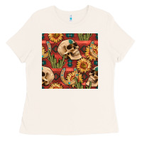 Bone western skull aztec seamless pattern Ladies Tee - BundleAndBundleShop