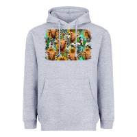 Heather Grey highland cow western background Heavyweight Hoodie - Jasminsmagicworld