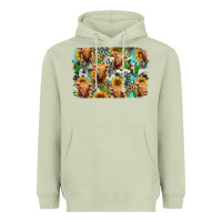 Matcha highland cow western background Heavyweight Hoodie - Jasminsmagicworld