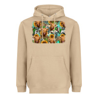 Mushroom highland cow western background Heavyweight Hoodie - Jasminsmagicworld