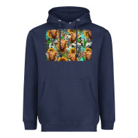Navy highland cow western background Heavyweight Hoodie - Jasminsmagicworld
