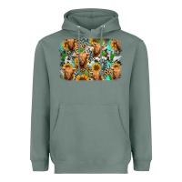 Sage highland cow western background Heavyweight Hoodie - Jasminsmagicworld