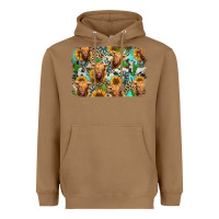 Toasted Coconut highland cow western background Heavyweight Hoodie - Jasminsmagicworld