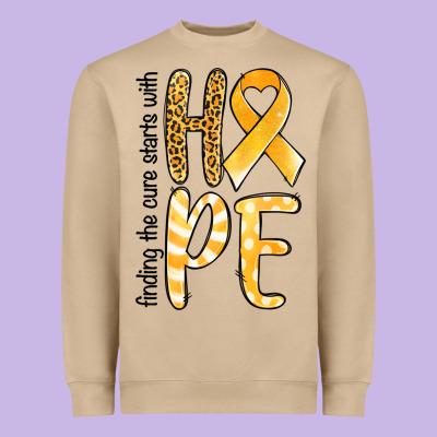 Finding The Cure Starts With Hope Childhood Cancer Awareness Heavyweight Sweatshirt Designed By Jasminsmagicworld