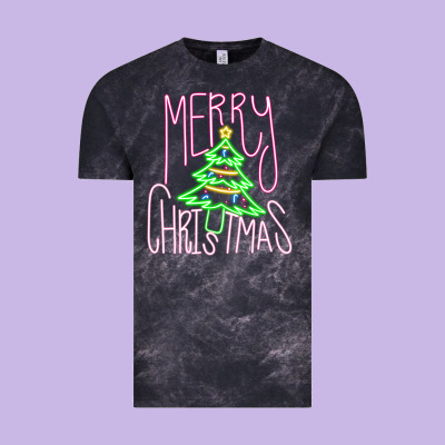 Merry Neon Christmas Vintage Tee Designed By Cowhidedigitalart