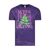 Cloud Purple Merry Neon Christmas Vintage Tee - CowhideDigitalArt