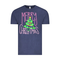 Vintage Denim Merry Neon Christmas Vintage Tee - CowhideDigitalArt