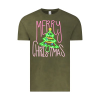 Vintage Olive Merry Neon Christmas Vintage Tee - CowhideDigitalArt
