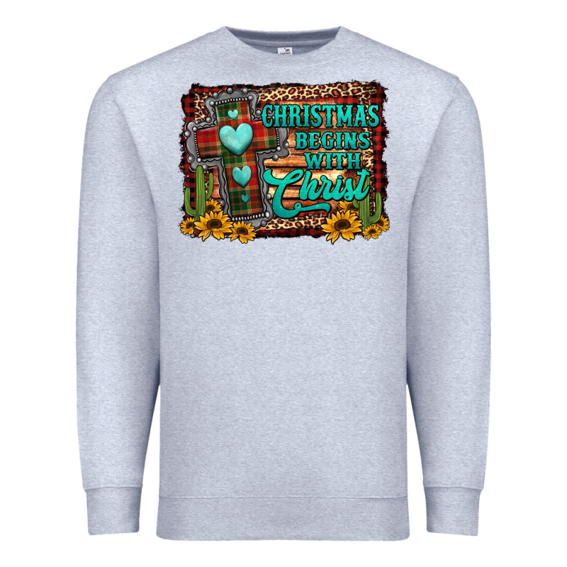 Christmas Begins With Christ Cross Premium Sweatshirt by Jasminsmagicworld | Teevron
