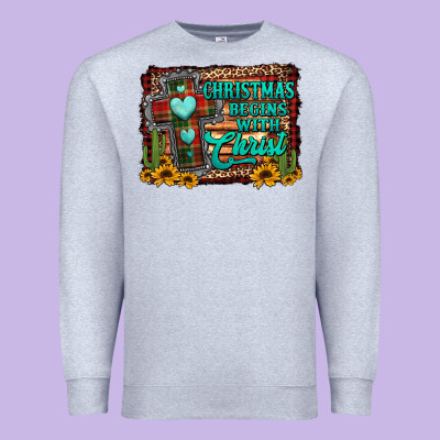 Christmas Begins With Christ Cross Premium Sweatshirt Designed By Jasminsmagicworld