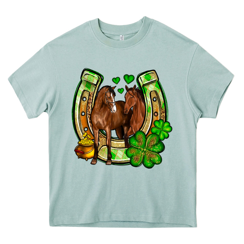 St. Patrick's Day Horse Horseshoe Heavy Core Tee by OliviaCreatesArt | Teevron