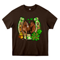 Chocolate Brown St. Patrick's Day horse horseshoe Heavy Core Tee - OliviaCreatesArt