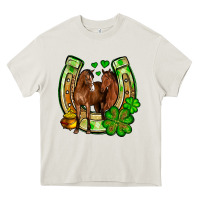 Cream St. Patrick's Day horse horseshoe Heavy Core Tee - OliviaCreatesArt