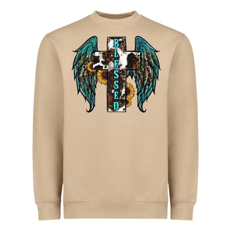 Western Wings Cross Blessed Heavyweight Sweatshirt by RanaPortraitStore | Teevron
