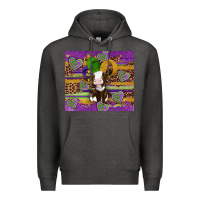Charcoal Heather mardi gras cow Premium Hoodie - Artiststas