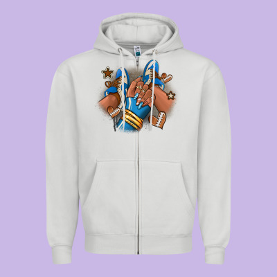 Football Afro Girl Sneakers Zipper Hoodie Designed By Ranaportraitstore