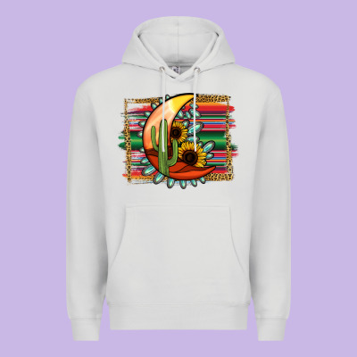 Desert Moon With Serape Background Premium Hoodie Designed By Jasminsmagicworld