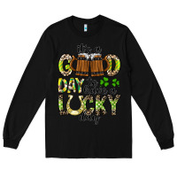 Black It's a Good Day To Have a Lucky Day Long Sleeve Tee - CowhideDigitalArt