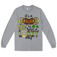 Heather Grey It's a Good Day To Have a Lucky Day Long Sleeve Tee - CowhideDigitalArt