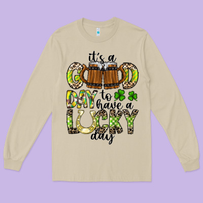 It's A Good Day To Have A Lucky Day Long Sleeve Tee Designed By Cowhidedigitalart