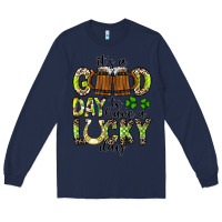 Navy It's a Good Day To Have a Lucky Day Long Sleeve Tee - CowhideDigitalArt