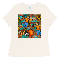 Bone fall scarecrow seamless pattern Ladies Tee - BundleAndBundleShop