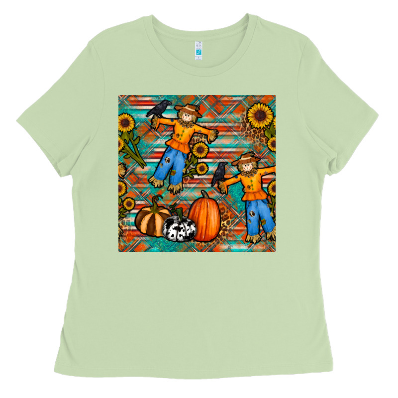 Fall Scarecrow Seamless Pattern Ladies Tee by BundleAndBundleShop | Teevron