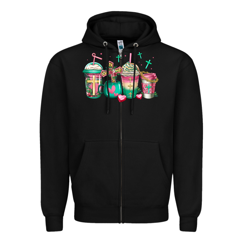 Religious Christian Coffee Cups Zipper Hoodie by Jasminsmagicworld | Teevron