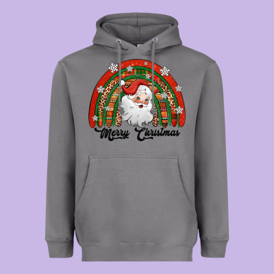 Merry Christmas Santa Rainbow Heavyweight Hoodie Designed By Jasminsmagicworld