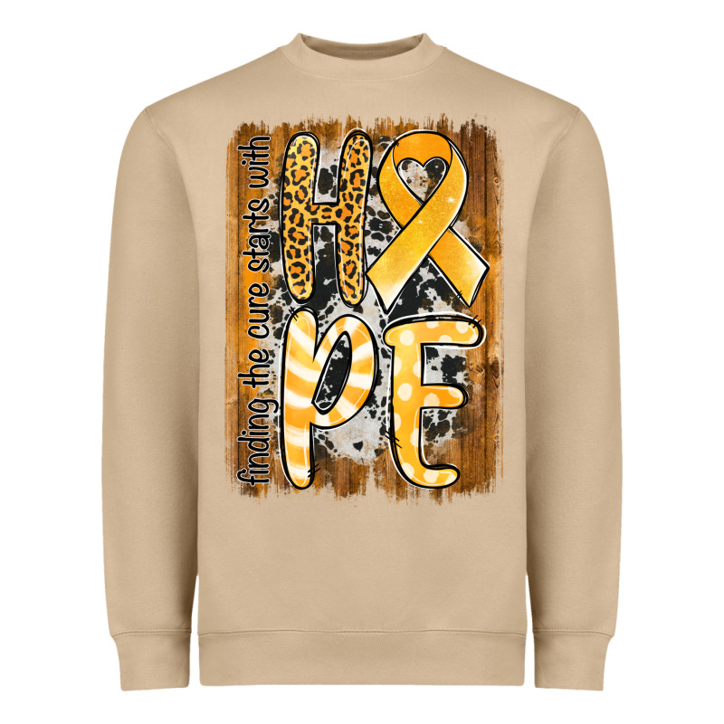 Finding The Cure Starts With Hope Childhood Cancer Awareness  With Bac Heavyweight Sweatshirt by Jasminsmagicworld | Teevron